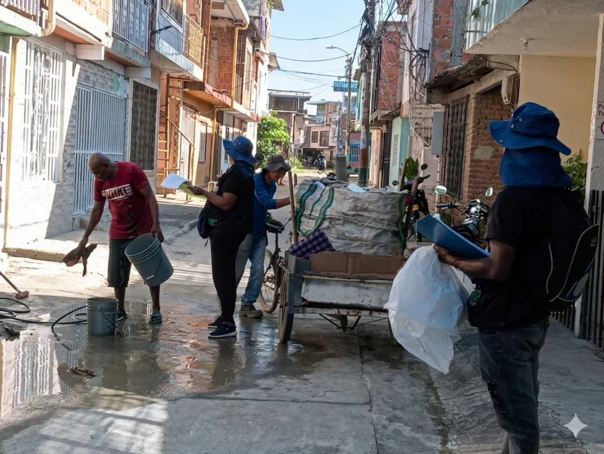 Operarios de AREVALLE en recolección de residuos